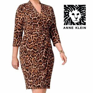 NWT Anne Klein Leopard Print Dress Sz 0X